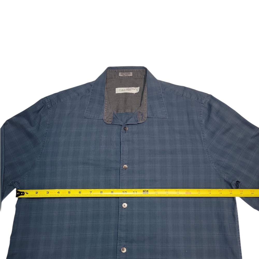 Calvin Klein Men's Slim Fit Long Sleeve Button Down Dress Shirts Navy Blue Sz M - Picture 4 of 9
